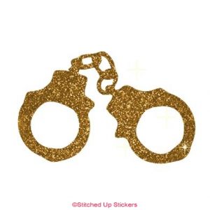Handcuffs Sticker Glitter Gold