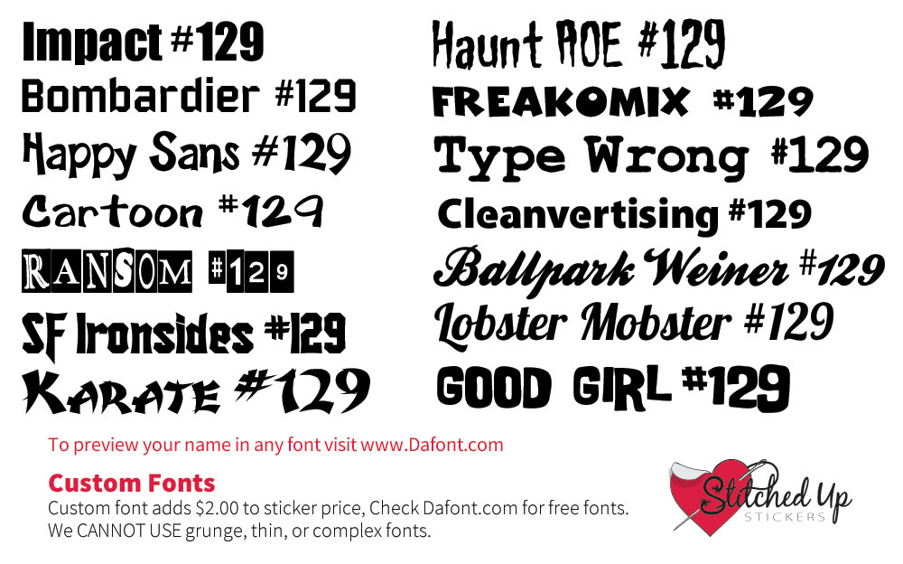 Stitched Up Stickers Fonts