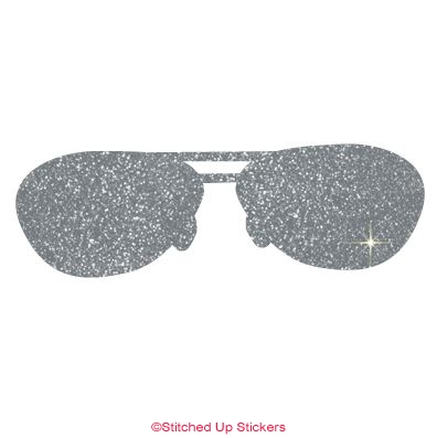 Sunglasses Sticker in Silver Glitter