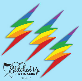 rainbow lightning bolt sticker 3pk