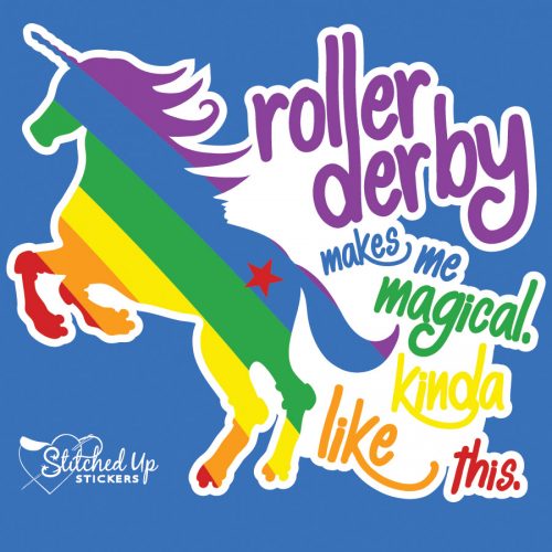 rainbow unicorn sticker roller derby